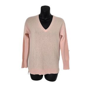 Halogen Nordstrom 100% Cashmere V-Neck Sweater Pink Blush XS Soft Cozy Luxury